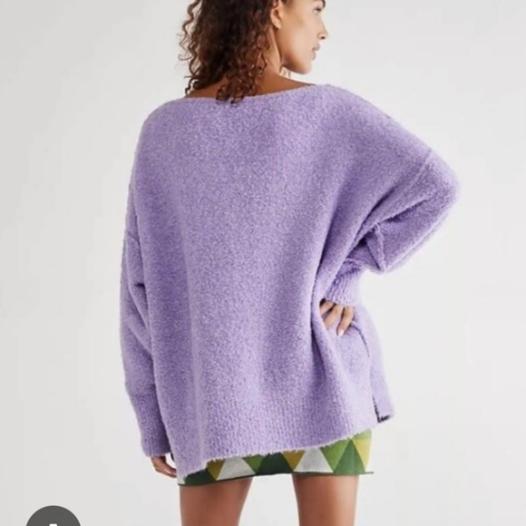 Cozy  Free People Lavender Oversized Sweater Sz S - Picture 2 of 9